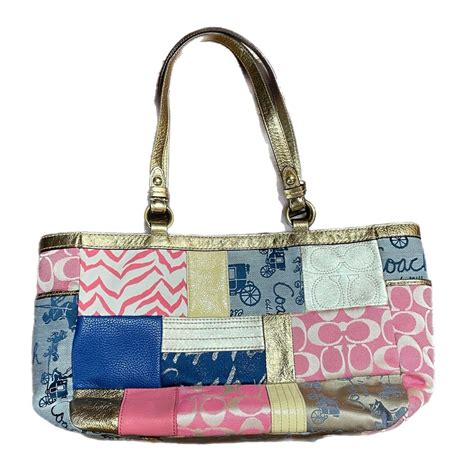 pink patchwork coach shoulder purse.